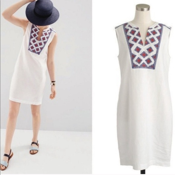 J. Crew Dresses & Skirts - J Crew Sleeveless Embroider Linen Sunburst Dress